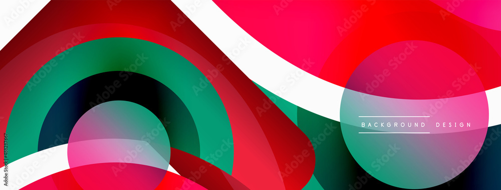 Fototapeta premium Creative geometric wallpaper. Minimal abstract background. Circle wave and round shapes composition vector illustration for wallpaper banner background or landing page