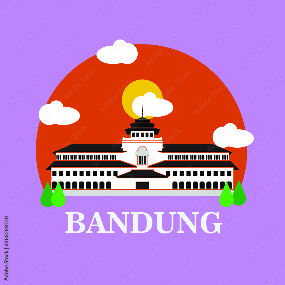 Naklejka premium Bandung landmark icon,West java ,Indonesia.