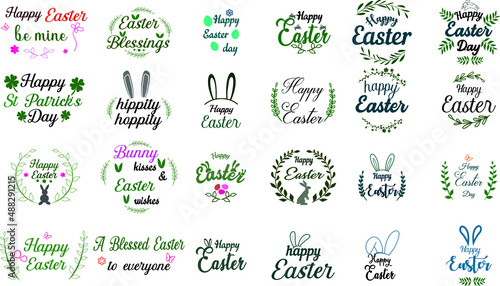set of easter day greeting card illustration templates