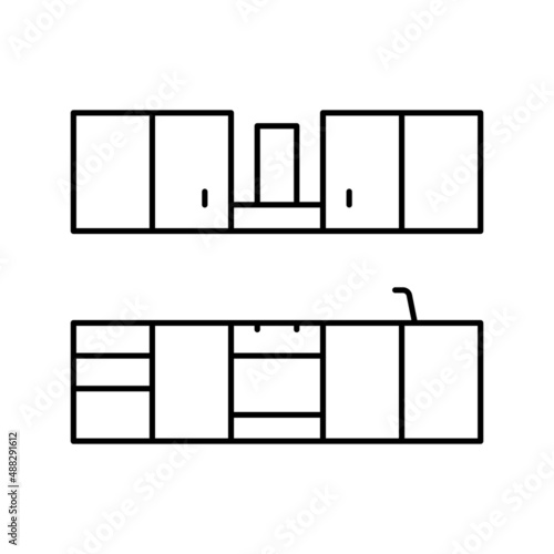 kitchen furniture line icon vector illustration