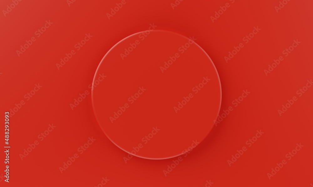 Top view red minimal circular product podium background. Abstract and object concept. 3D illustration rendering Top view red minimal circular product podium background. Abstract and object concept. 3D illustration rendering
