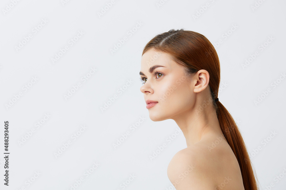 young woman posing clean skin care attractive look close-up Lifestyle young woman posing clean skin care attractive look close-up Lifestyle