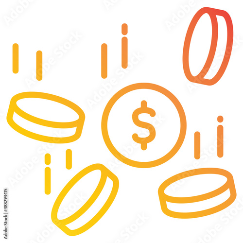 Illustration of Falling coins design icon