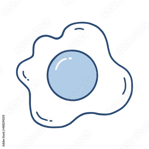 Egg Sunny Side Up Hand Drawn Doodle Vector Line Drawing Illustration Culinary Food Icon Retro Design 