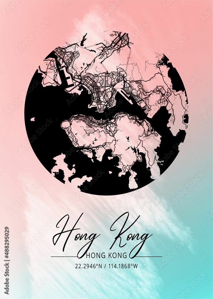 Hong Kong Kappa Watercolor Map Stock Illustration | Adobe Stock