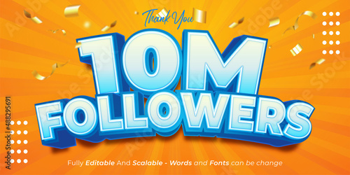 Editable text Thank you 1M followers and subscribers template