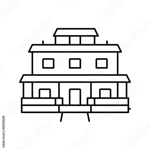 craftsman house line icon vector illustration