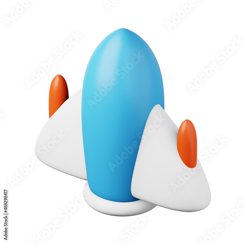 Colourful space rocket high quality 3D render illustration icon.
