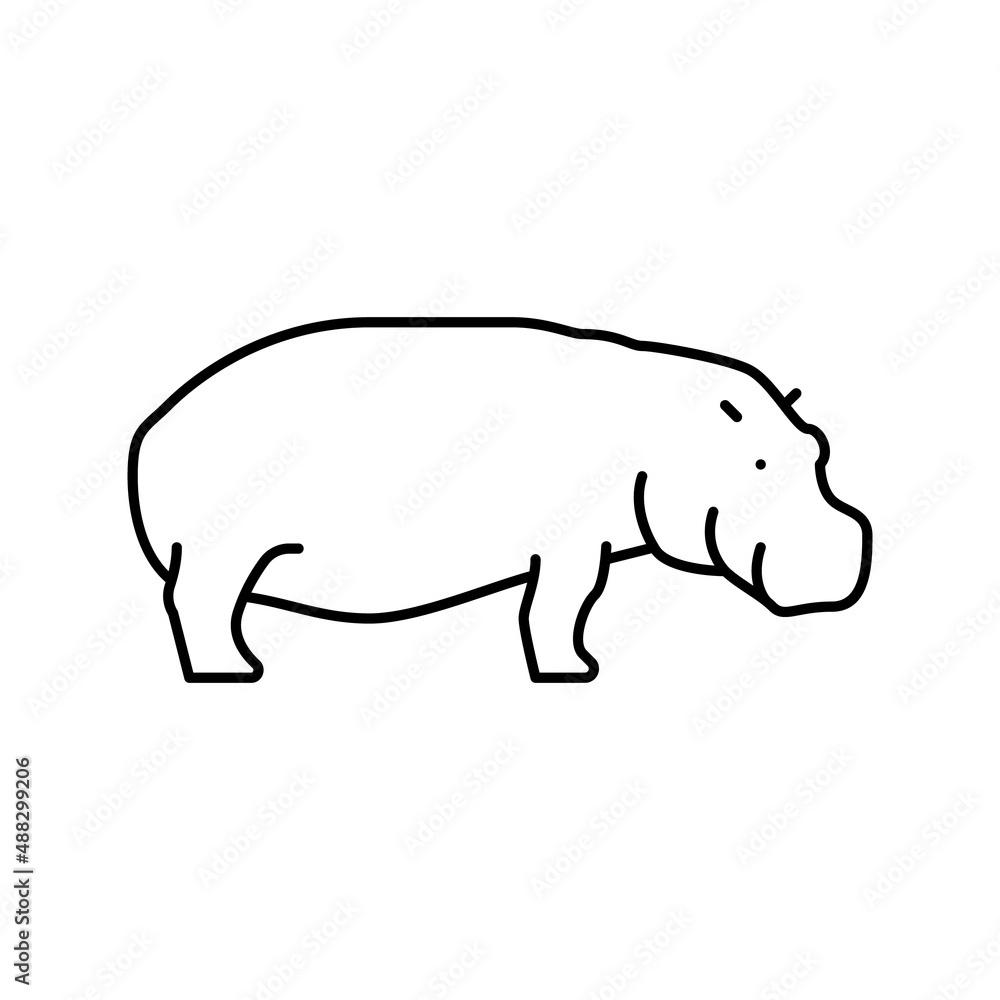 hippopotamus wild animal line icon vector illustration hippopotamus wild animal line icon vector illustration
