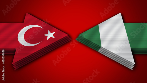 Nigeria vs Turkey Turkish Arrow Flags – 3D Illustration