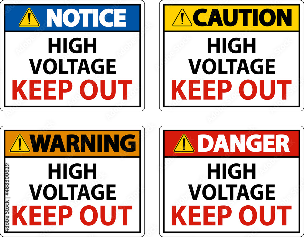 Fototapeta premium Danger High Voltage Keep Out Sign On White Background