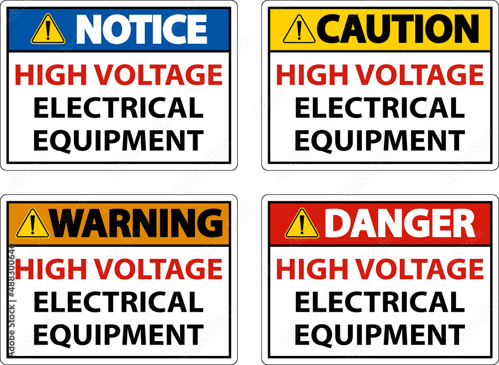 Fototapeta premium High Voltage Equipment Sign On White Background