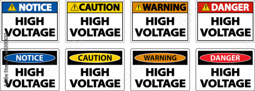 Danger High Voltage Sign On White Background
