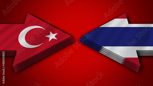 Thailand vs Turkey Turkish Arrow Flags – 3D Illustration