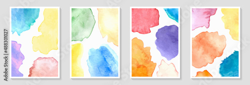 Abstract bright watercolor circle stains and watercolor brush stroke. Multicolored Painting Watercolor Illustration Design wall decoration, postcard, poster, brochure © Hulinska Yevheniia