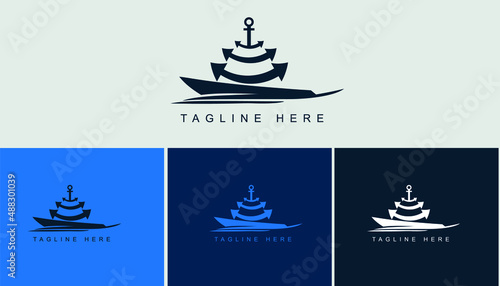 vector logos of anchors and ships for freight forwarding boats to send goods or send passengers