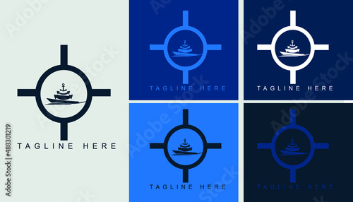 vector logos of anchors and ships for freight forwarding boats to send goods or send passengers