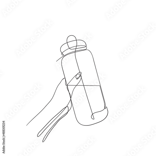 continuous line drawing water fitness bottle illustration icon isolated