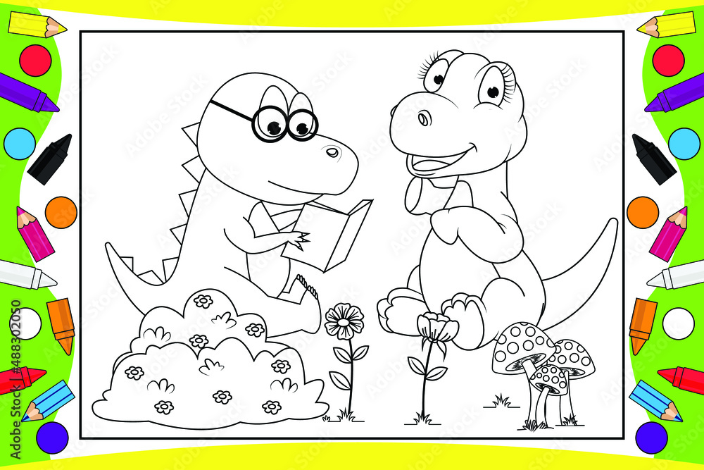 coloring cute dinosaur for kids