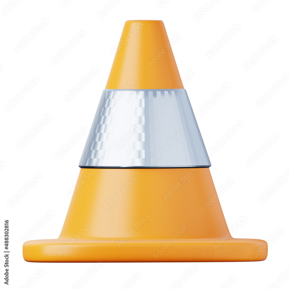 Orange road safety plastic cone high quality 3D render illustration icon. Orange road safety plastic cone high quality 3D render illustration icon.