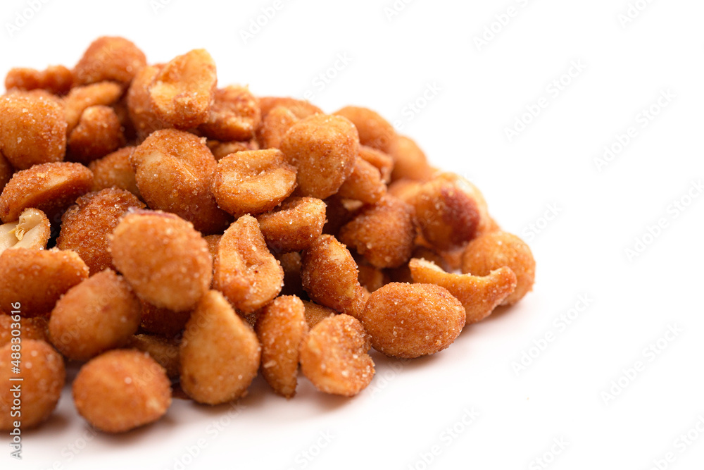 Honey Roasted Peanuts Isolated on White Background Honey Roasted Peanuts Isolated on White Background