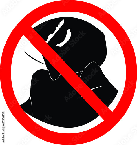 Illustration of no kissing. Simple no kissing vector.
