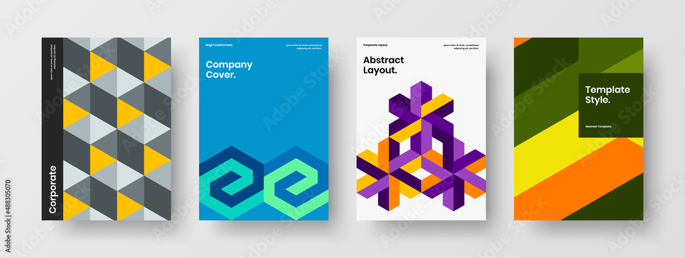 Creative geometric shapes cover illustration collection. Clean corporate identity vector design template bundle.