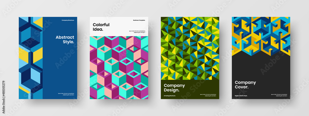 Trendy front page design vector illustration composition. Simple geometric tiles corporate cover layout bundle. Trendy front page design vector illustration composition. Simple geometric tiles corporate cover layout bundle.