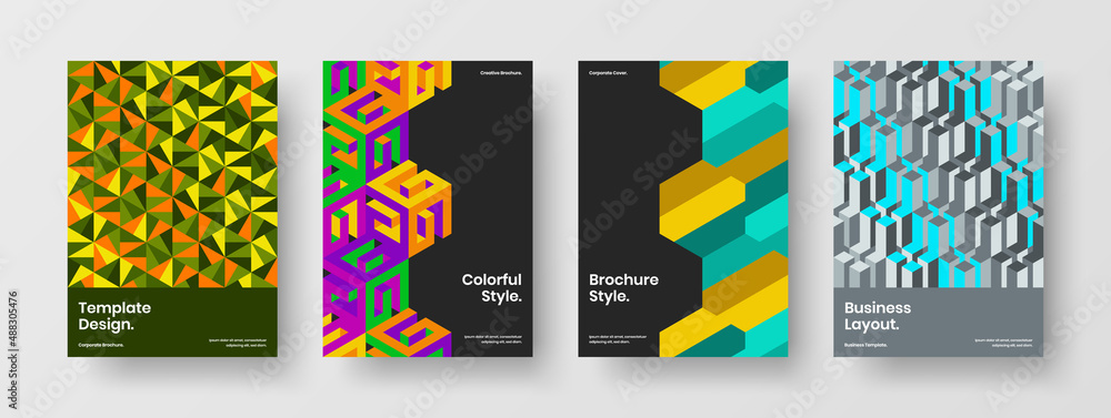 Abstract corporate brochure A4 design vector illustration bundle. Original geometric pattern banner layout composition. Abstract corporate brochure A4 design vector illustration bundle. Original geometric pattern banner layout composition.