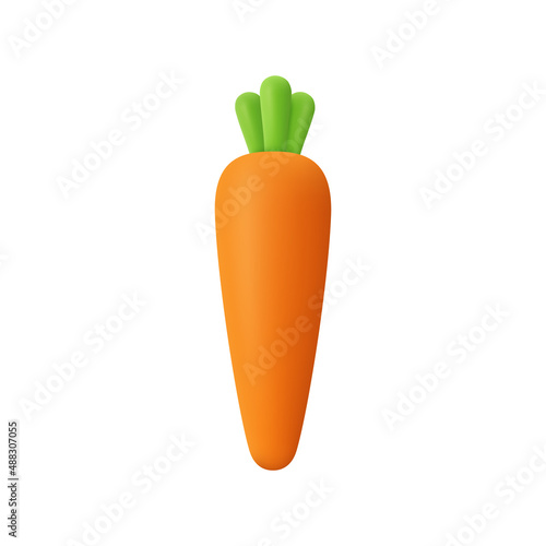 Carrot. Vegetables, autumn, Easter. 3d vector icon. Cartoon minimal style.