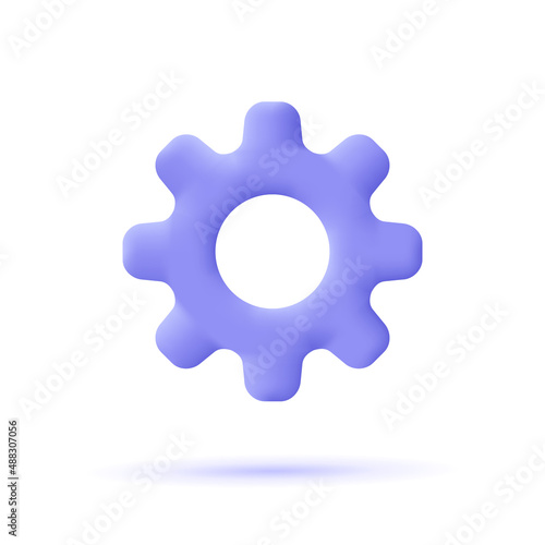 Cogwheel gear, setting symbol. Repair, optimizing, workflow concept. 3d vector icon. Cartoon minimal style.