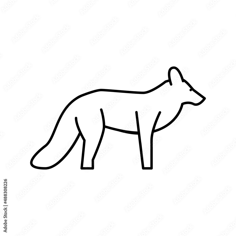 fox wild animal line icon vector illustration
