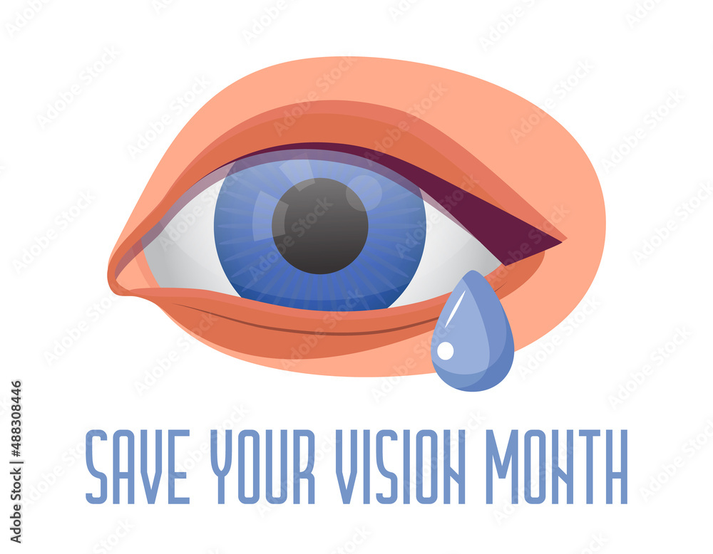Save your vision month concept vector. Event is celebrated in March. Medical ophthalmologist eyesight check up illustration.