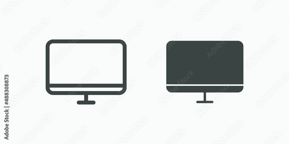 Computer monitor display screen icon vector set Computer monitor display screen icon vector set
