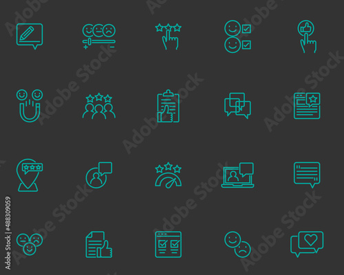 set of feedback line icons, customer experience, survey, marketing, testimonial