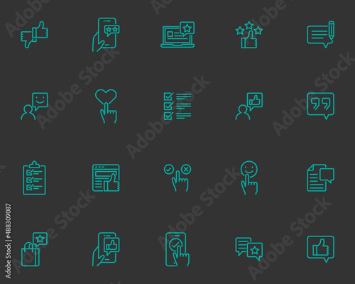 set of feedback line icons, customer experience, survey, marketing, testimonial