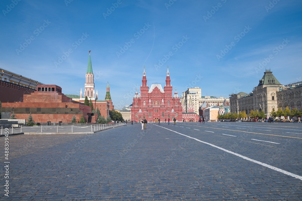 Moscow, Russia - September 29, 2021: Red Square in Moscow on an autumn sunny day