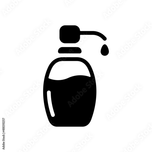Soap gel for hands, personal sanitizer. Black icon on white background