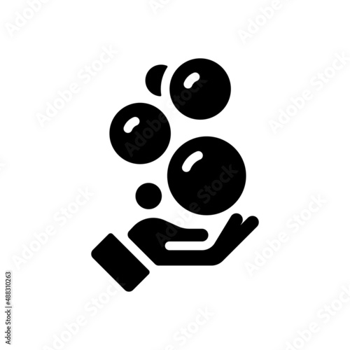 Soap for hands, personal sanitizer. Black icon on white background