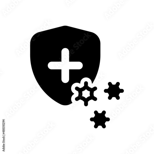 Immune system, antivirus protection, simple medical icon. Black icon on white background