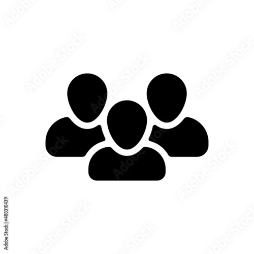 Group of people, teamwork or business community, social icon. Black icon on white background