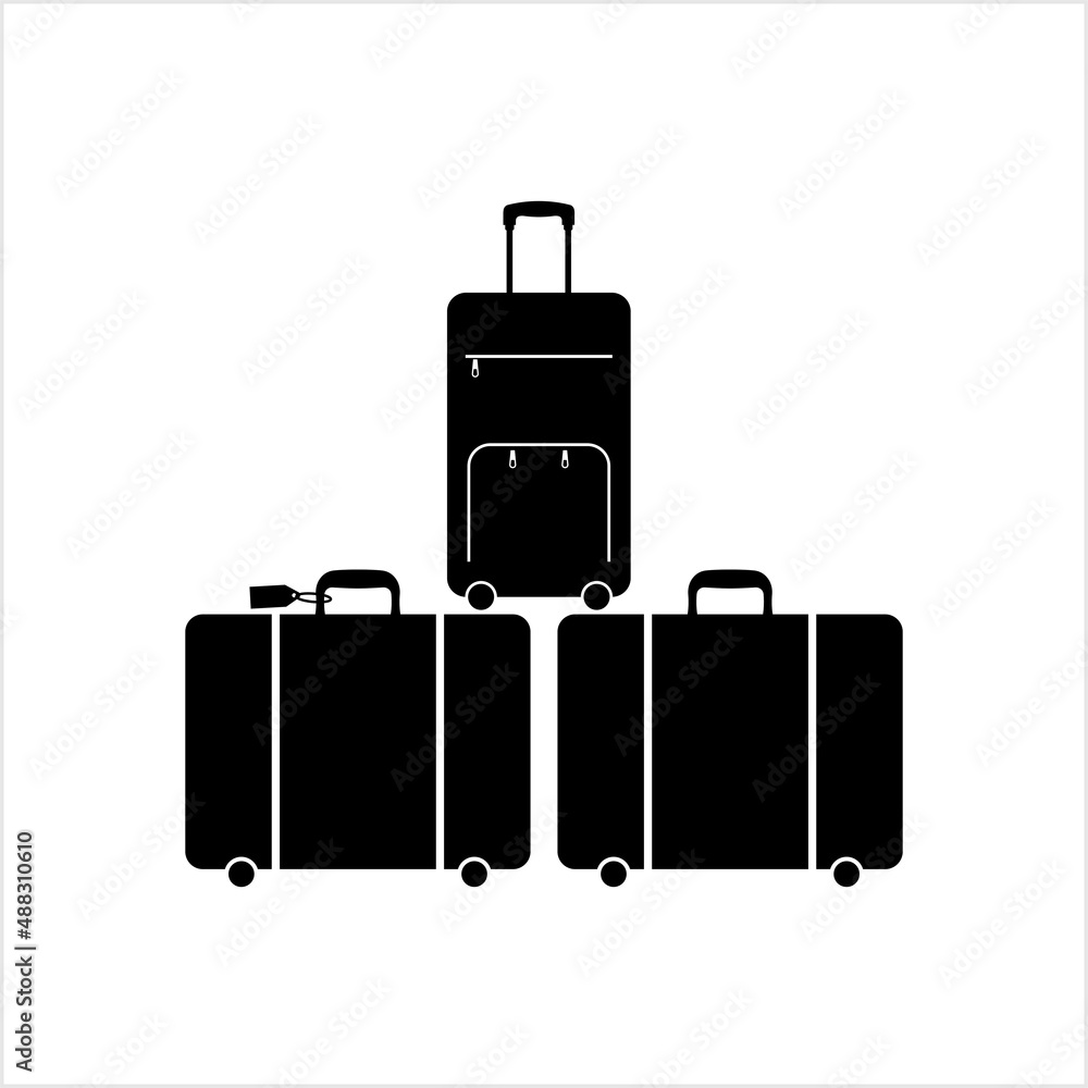 Suitcase Icon Design, Silhouette Suitcase Icon Design, Silhouette
