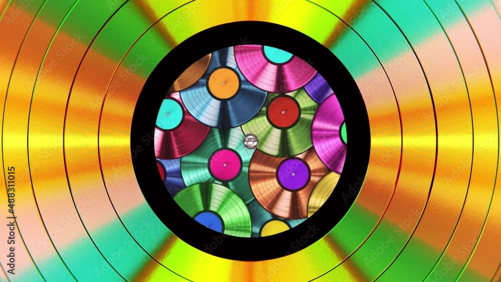 Realistic seamless looping 3D animation of the spinning gold record