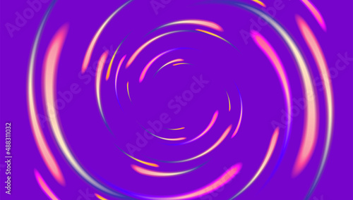 Abstract background with neon lights going in circles and creating tunnel to the center, futuristic colors