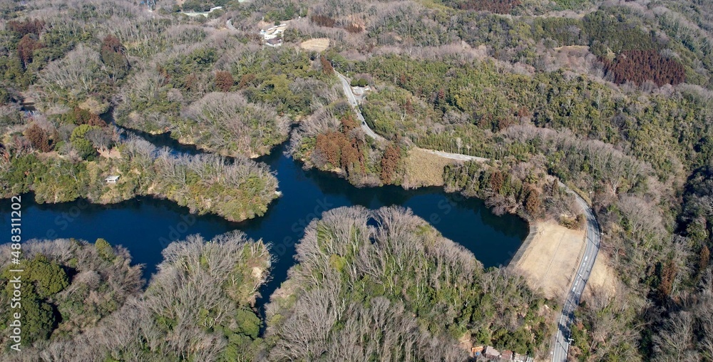 ドローン空撮画像 大阪府民の森むろいけ園地付近 四條畷市 Stock Photo Adobe Stock