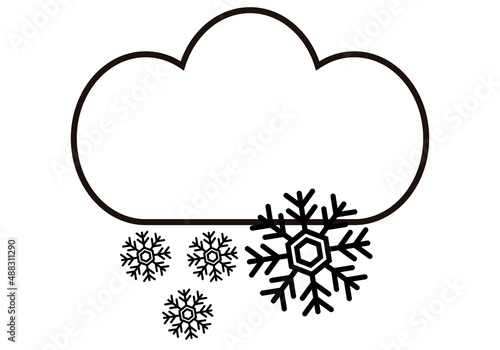 Icono de nube con copos de nieve. 