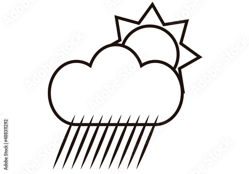 Icono negro de nube con sol lloviendo.