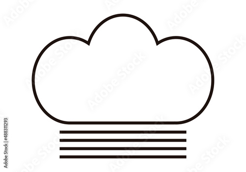 Icono negro de nube con niebla en fondo blanco.