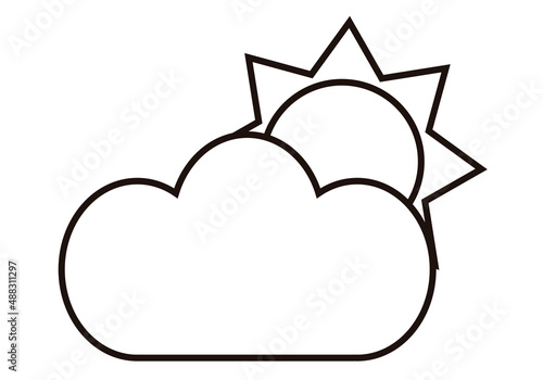 Icono negro de sol y nube.