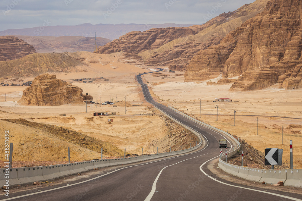 View to the road on Sinai peninsula